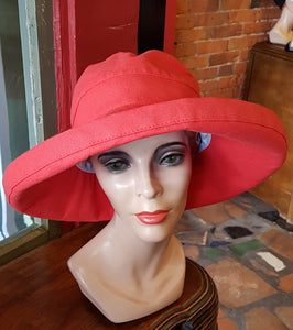 100% Cotton Canvas Sunhat, CORAL RED