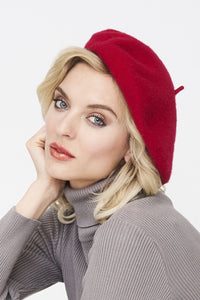 100% Wool Beret, RED